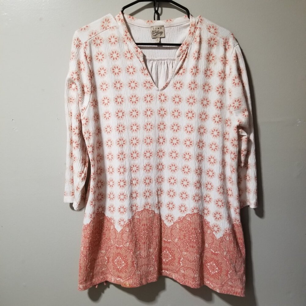 Como Vintage Blouse 3/4 Sleeves Women's Large